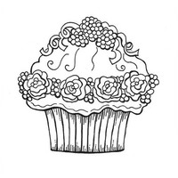 Desenho de Cupcake de framboesa para colorir