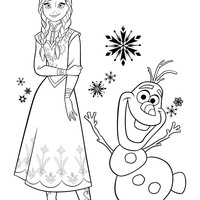 Desenho de Anna e Olaf alegres para colorir