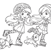Desenho de Moranguinho e Framboesa patinando para colorir