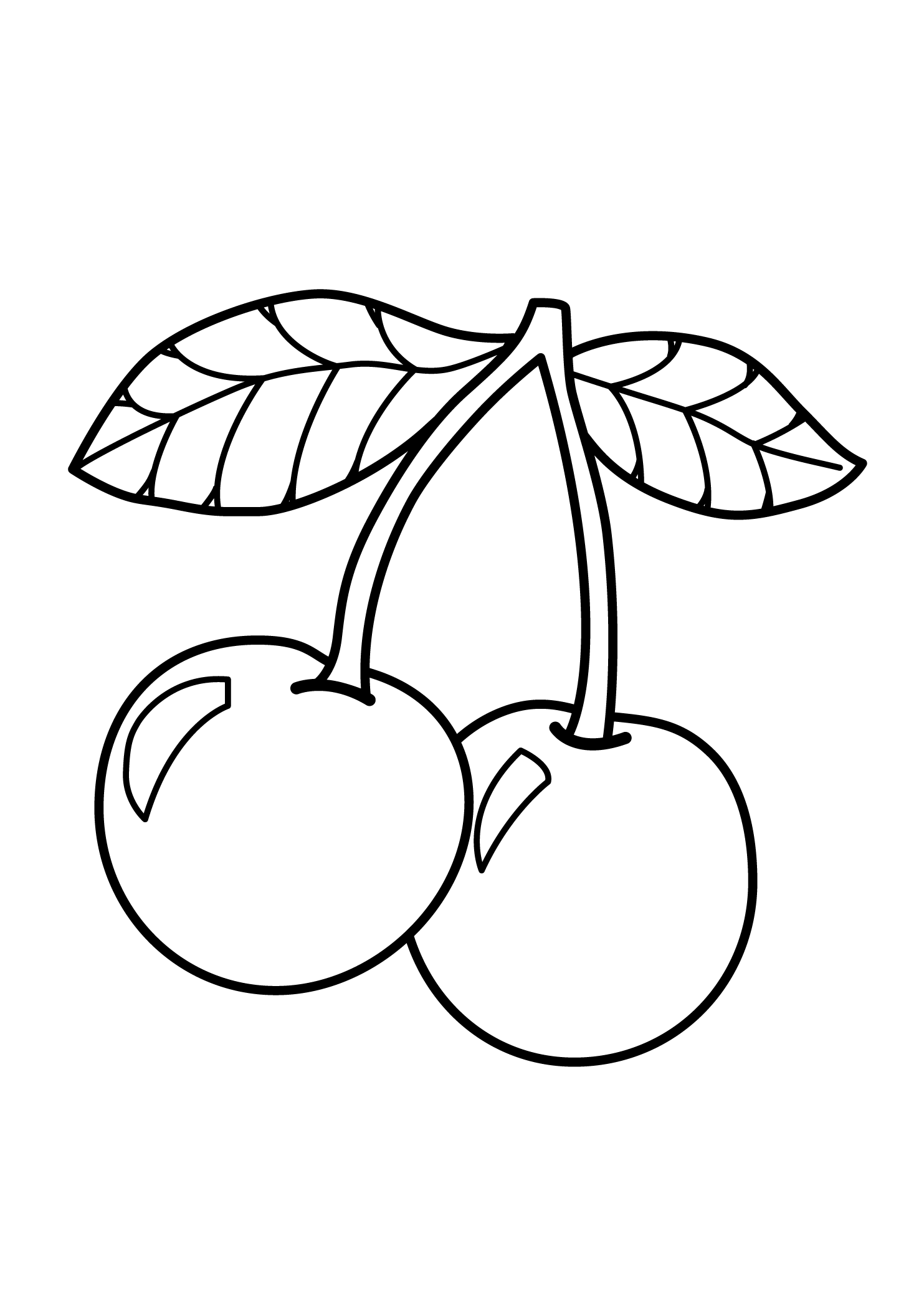 Desenho de Cerejas para Colorir - Frutas para Imprimir e Pintar