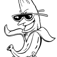 Desenho de Banana com óculos para colorir