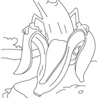 Desenho de Banana saindo da casca para colorir