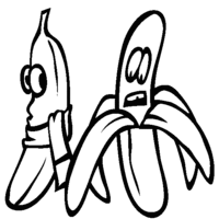 Desenho de Bananas conversando para colorir