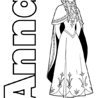 Desenho de Anna em vestido de campesina para colorir