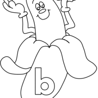 Desenho de Letra B de banana para colorir