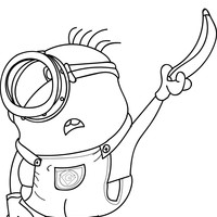 Desenho de Minion segurando banana para colorir