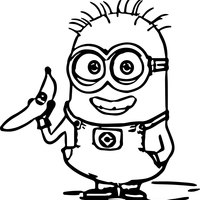 Desenho de Minions e banana para colorir