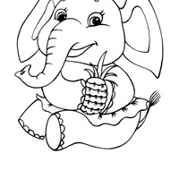 Desenho de Elefantinha e abacaxi para colorir