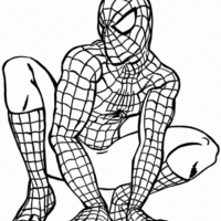 Desenho de Homem Aranha em pose clássica para colorir