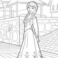 Desenho de Anna passeando pela cidade para colorir