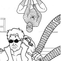 Desenho de Homem Aranha e inimigo para colorir