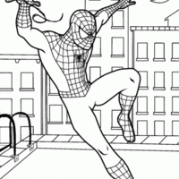 Desenho de Homem Aranha em ação para colorir