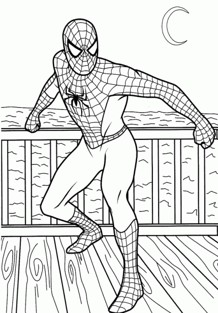 Desenho de Homem-Aranha levanta a placa de aço para colorir