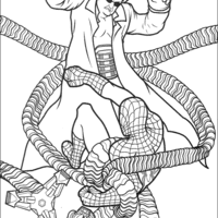 Desenho de Homem Aranha nas garras do inimigo para colorir