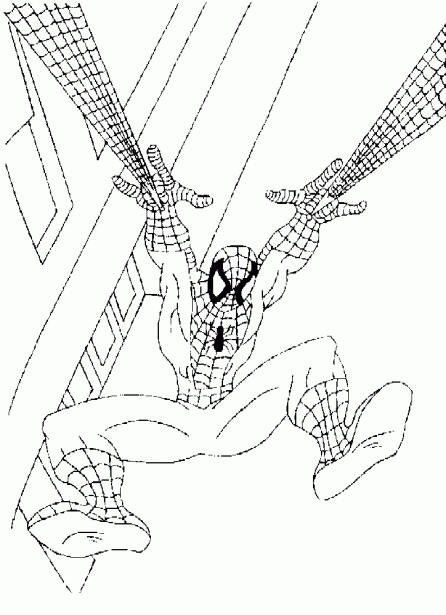 Homem aranha usando suas teias