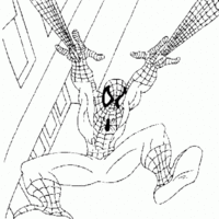 Desenho de Homem Aranha usando suas teias para colorir