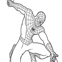 Desenho de Spiderman e suas teias para colorir