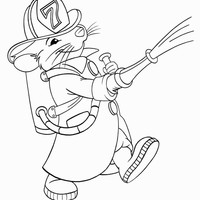 Desenho de Stuart Little bombeiro jogando água para colorir