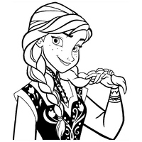 Desenho de Anna mostrando suas tranças para colorir