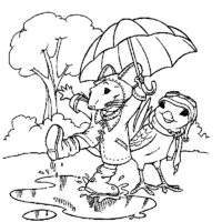 Desenho de Stuart Little na chuva para colorir