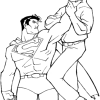 Desenho de Superman levantando inimigo para colorir