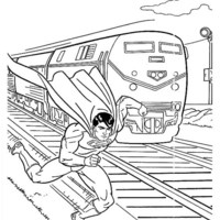 Desenho de Superman parando trem para colorir