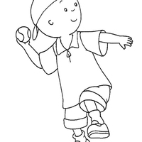 Desenho de Caillou arremeçando bola para colorir