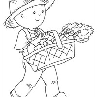 Desenho de Caillou colhendo verduras para colorir