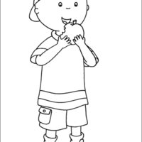 Desenho de Caillou comendo maçã para colorir