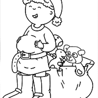 Desenho de Caillou como Papai Noel para colorir