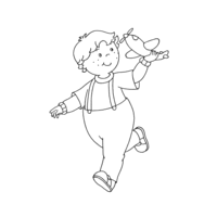 Desenho de Caillou e aviãozinho para colorir