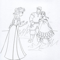 Desenho de Anna e Kristoff ajudando Anna para colorir