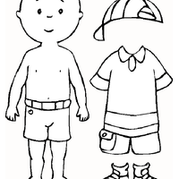 Desenho de Caillou e sua roupa para colorir