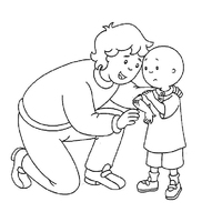 Desenho de Caillou e seu pai para colorir