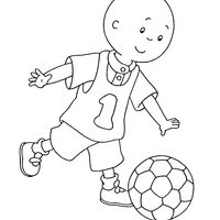 Desenho de Caillou jogando futebol para colorir