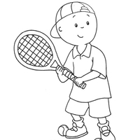 Desenho de Caillou jogando tênis para colorir