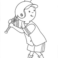 Desenho de Caillou no beisebol para colorir
