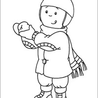 Desenho de Caillou no inverno para colorir