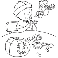 Desenho de Caillou no Halloween para colorir