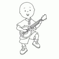 Desenho de Caillou tocando bandolim para colorir