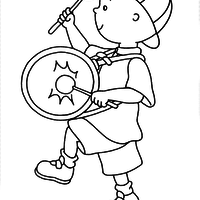 Desenho de Caillou tocando tambor para colorir