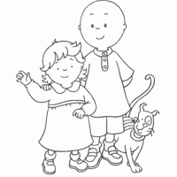 Desenho de Caillou, Rosie e Gilbert para colorir