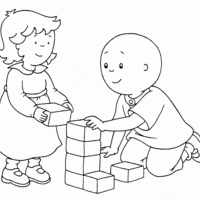 Desenho de Irmãos Caillou e Rosie para colorir