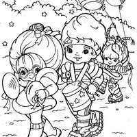 Desenho de Rainbow Brite e Buddy Blue na banda de música para colorir