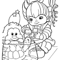 Desenho de Rainbow Brite vendo aquário para colorir