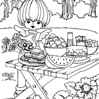 Desenho de Rainbow Brite no piquenique para colorir