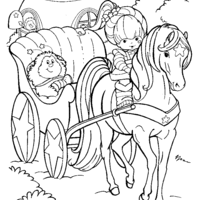 Desenho de Rainbow Brite na carruagem para colorir