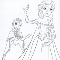 Desenho de Anna tentando convencer Elsa a voltar para colorir