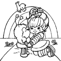 Desenho de Twink beijando Rainbow Brite para colorir