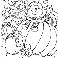 Desenho de Twink e amigo na plantação de abóboras para colorir